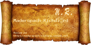 Maderspach Richárd névjegykártya