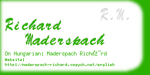 richard maderspach business card